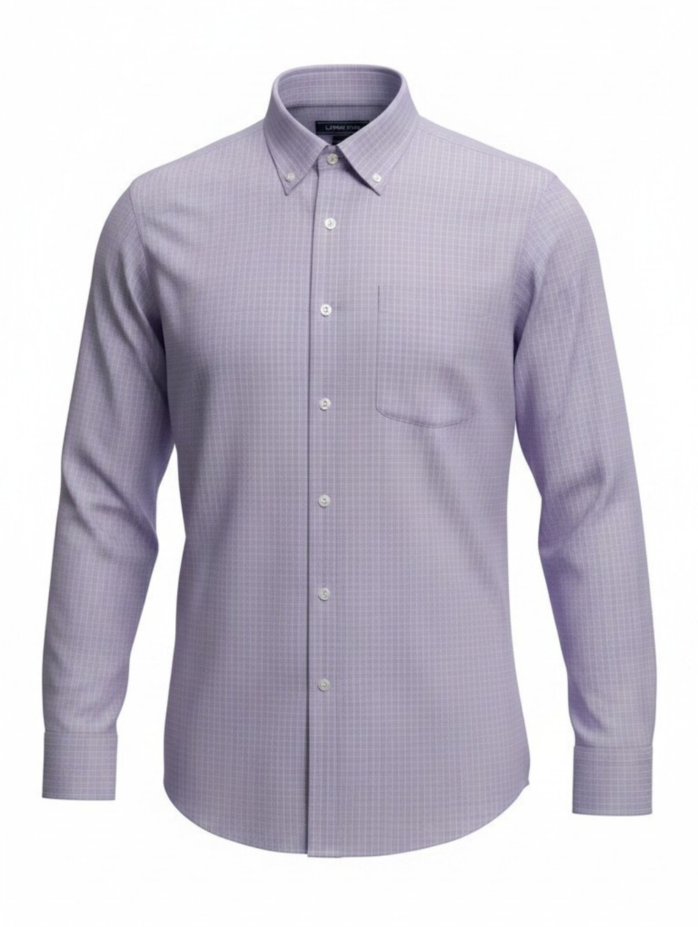 Lands' End men's purple white plaid tailored fit button down shirt size 36 tall